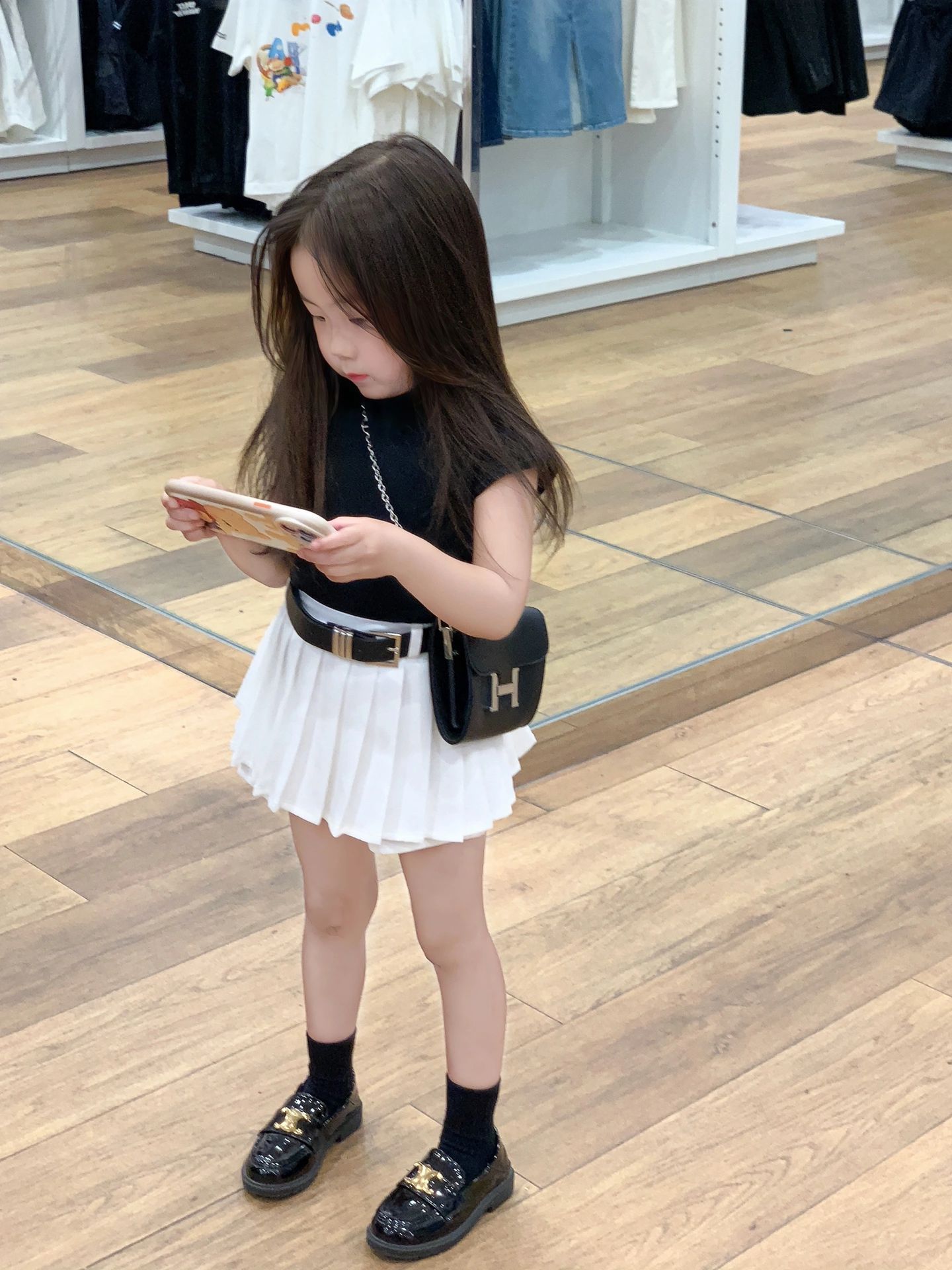 韩国童装2023夏款儿童韩版洋气套装女童气质荷叶边上衣百褶短裙