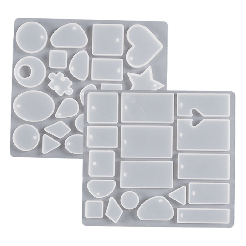 Yu Meiren DIY cristal resina epoxi colgante molde de silicona amor rompecabezas pendientes rectangulares adornos espejo molienda