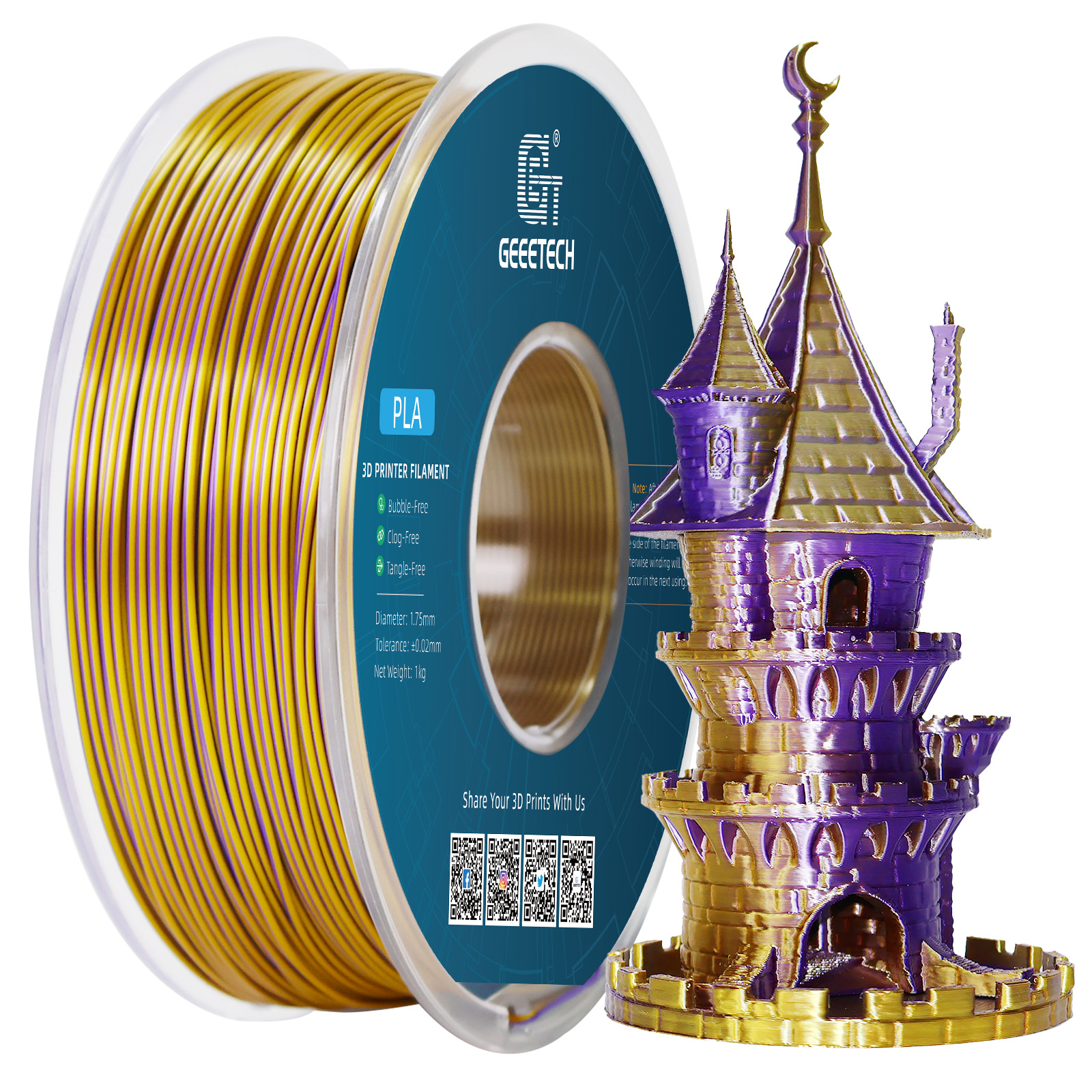 Imitation silk two-color gold purple