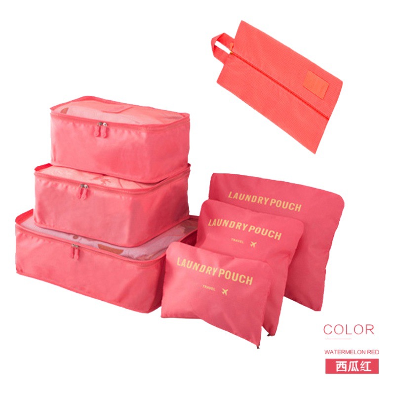 En stock al por mayor de siete piezas de almacenamiento de equipaje viaje de negocios limpio y ordenado de gran capacidad Portátil Bolsa de almacenamiento plegable