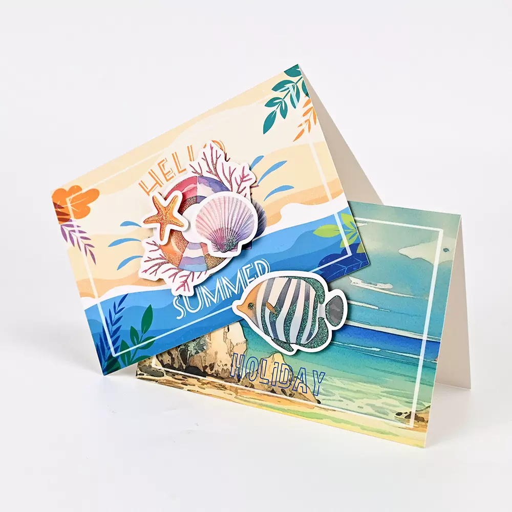 彩印西式信封 假日海滩贺卡信封套装 高颜值唯美文艺信笺感谢卡