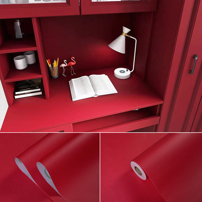 Gabinete de papel autoadhesivo rojo, renovación, muebles viejos, mesa, puerta de gabinete, papel tapiz festivo rojo chino, papel tapiz de boda
