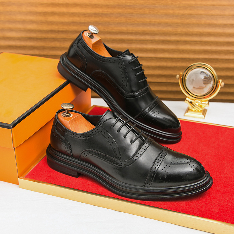 ShoeVault Scarpe da uomo in pelle con suola spessa, formali, casual, stringate, stile Derby, taglie forti, color block, da matrimonio_voghion.com