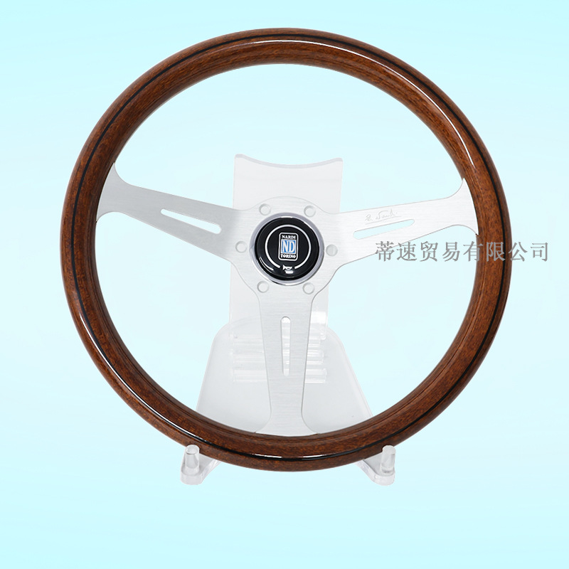 Cross-Border Hot Selling Nardi Classic Retro Peach Wood Steering Wheel 14 Inches 350mm Silver Universal Hole Spacing 74mm