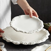 Rock pattern skirt edge plate vegetable disk home ceramic flat shallow plate 2024 new hotel tableware INS wind plate