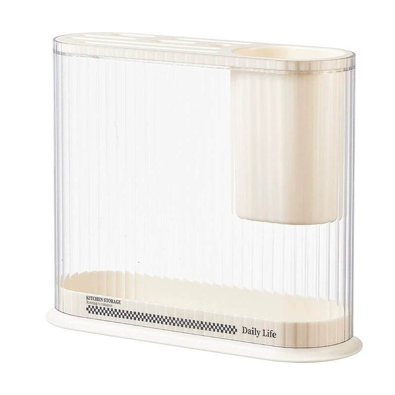 Kitchen storage organizer, cream knife and cutting‑board holder, compact plastic multi‑function