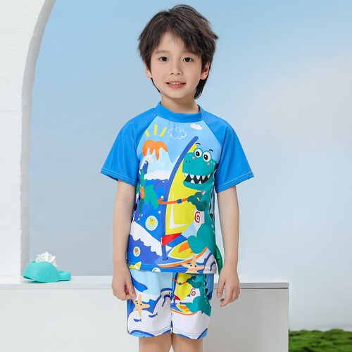 Children's Separate Swimwear for Boys, Short Sleeve Sun Protection Quick-Drying Swim Set, Baby Dive Suit, Surf Suit, Wholesale UPF