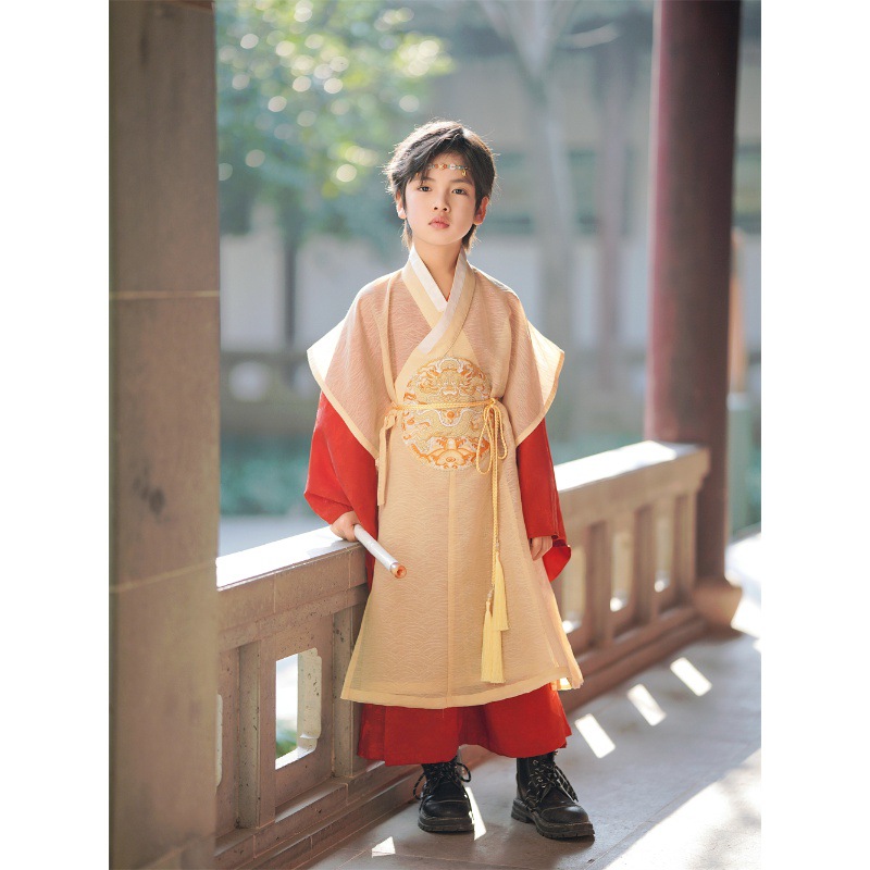 2024新款儿童汉服明制男童两件套表演服中国风国风新中式薄款交领