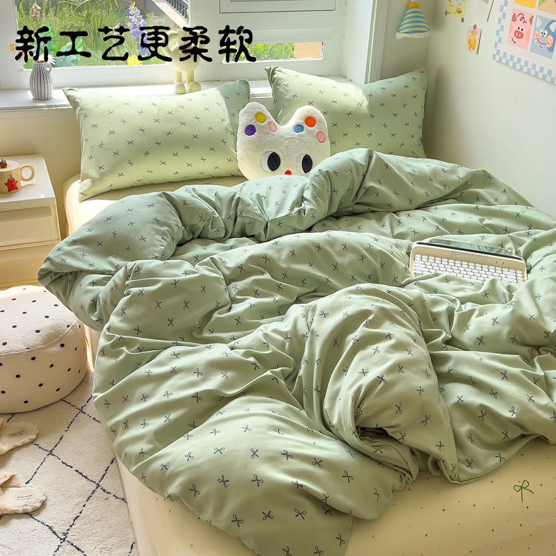 カテゴリーA 母子グレードベッド4点セット 花柄キルトカバーシーツ 学生寮3点セット 純綿キルトシーツ|undefined