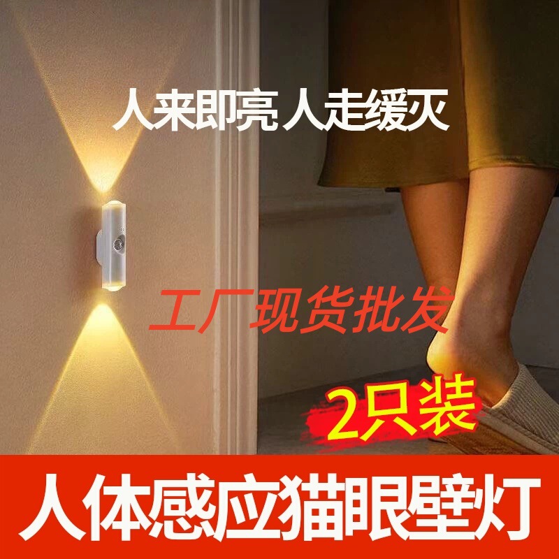 2-Pack Human Sensor Cat-Eye Wall Lights, No Wiring, Rechargeable, Magnetic Atmosphere Lights, Factory Wholesale, Night Lights 2-Pack Human Sensor Cat-Eye Wall Lights, No Wiring, Rechargeable, Magnetic Atmosphere Lights, Factory Wholesale, Night Lights
