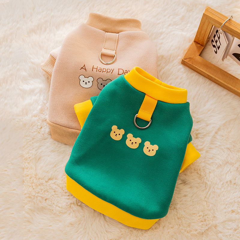 Suéter de tracción simple ropa de perro de dibujos animados perro pequeño oso de peluche ropa de dos patas ropa de gato suministros para mascotas