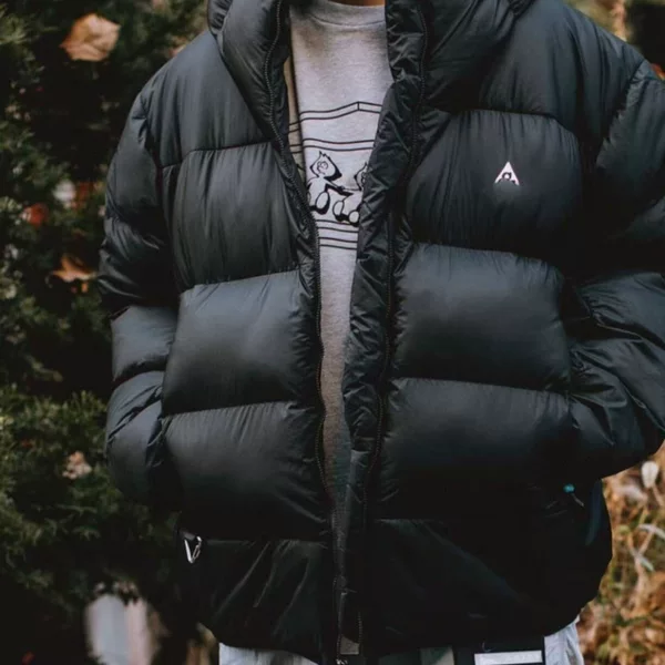ACG Winter Down Cotton Jacket, Windproof, Waterproof, Thickened, Embroidered, Warm Puffer Coat, Loose Fit, Unisex Hooded Jacket