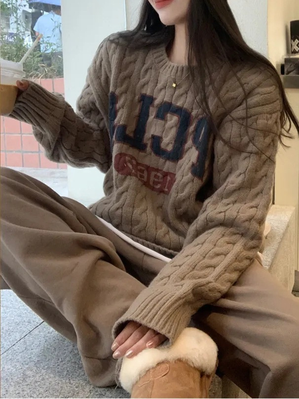 24 Dongpuyuan nuevo estilo coreano letras retro americanas jersey jersey suéter de punto pclo letras estallando image 6