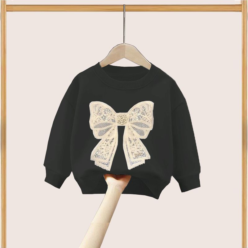 레이스 매듭 차콜 그레이 스웨트셔츠