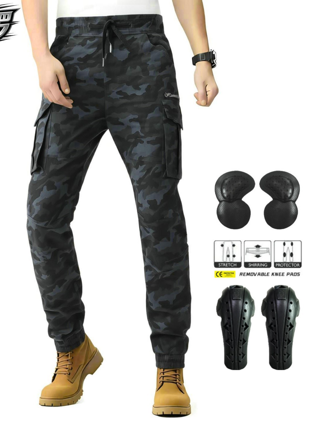 Pantalones de motocicleta VOLERO para hombres al aire libre para montar tácticas multi-bolsas de herramientas para locomotoras casuales pantalones anti-caídas