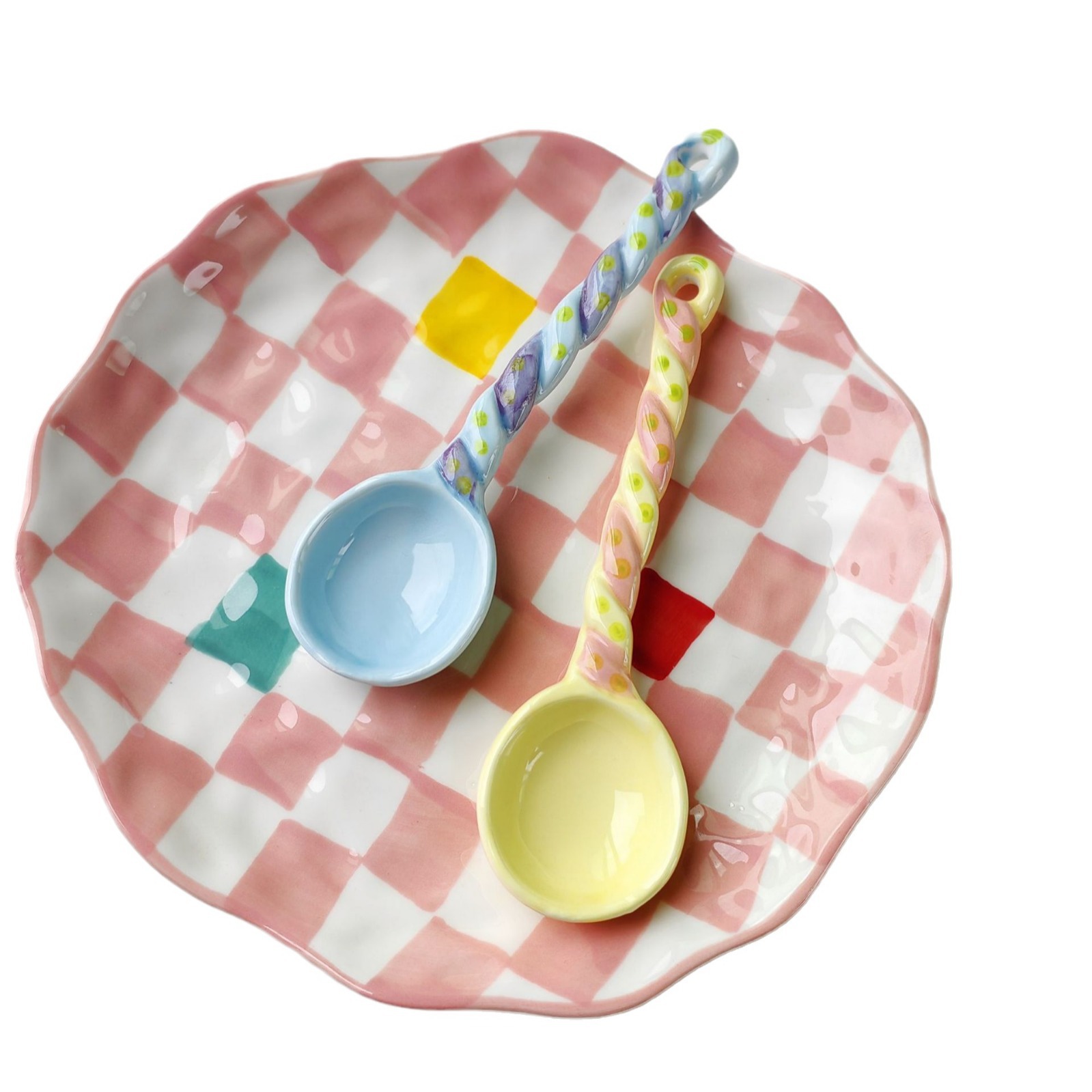 Cuillère à café rétro peinte à la main cuillère à dessert mignonne_voghion.com