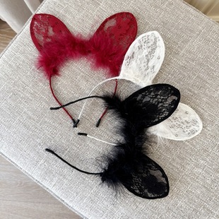 South Korea cute lace cat ear headband female Net red headband sexy rabbit ear cos makeup hair accessories 1-4099