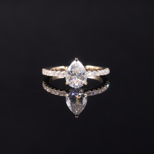 High-End Pure 18K Gold Ring 1.5 Carat Moissanite Drop-Shaped 9/10/14K Gold Ring Empty Support