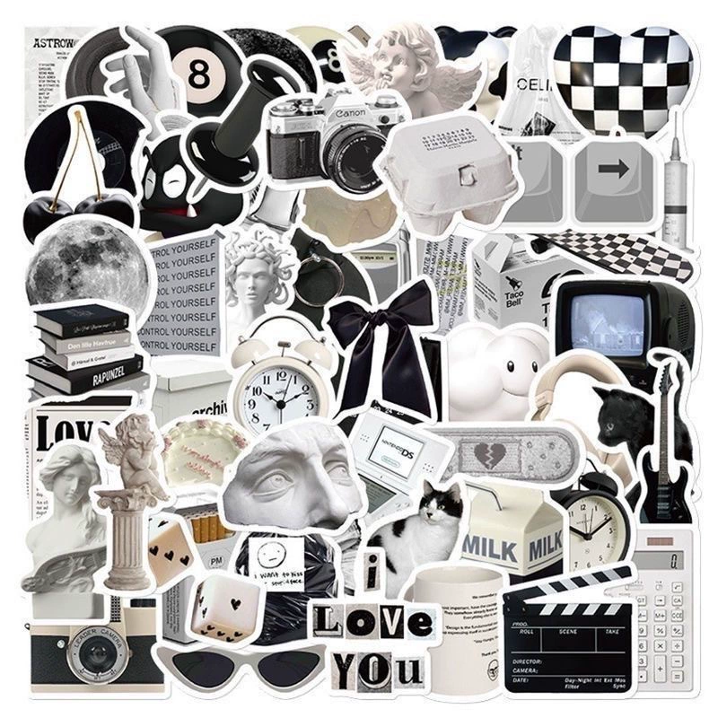 60 черно-белых минималистичных наклеек для ноутбука ручной счет стакан ipad для мобильного телефона декоративные водонепроницаемые наклейки