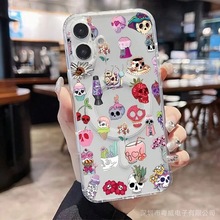 三星彩色骷髅头适用16pro苹果15pro手机壳个性iPhone14跨境13磁吸
