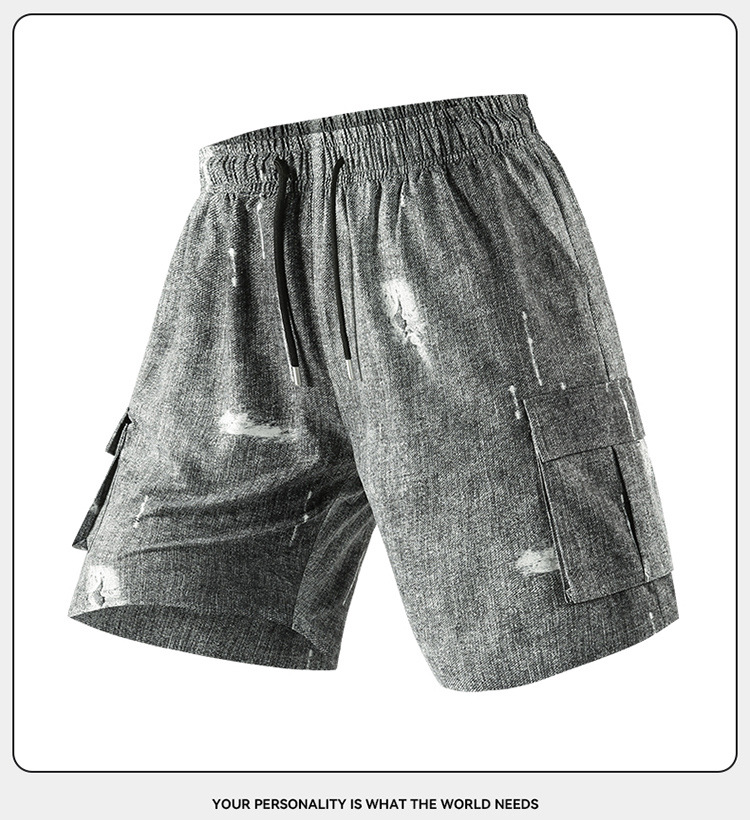 Men's Cargo Shorts 5-Inch Inseam Lightweight Polyester Casual Utility Shorts With Multiple Pockets Straight Leg Summer Shorts For Teens & Young Adults_viptrois.com