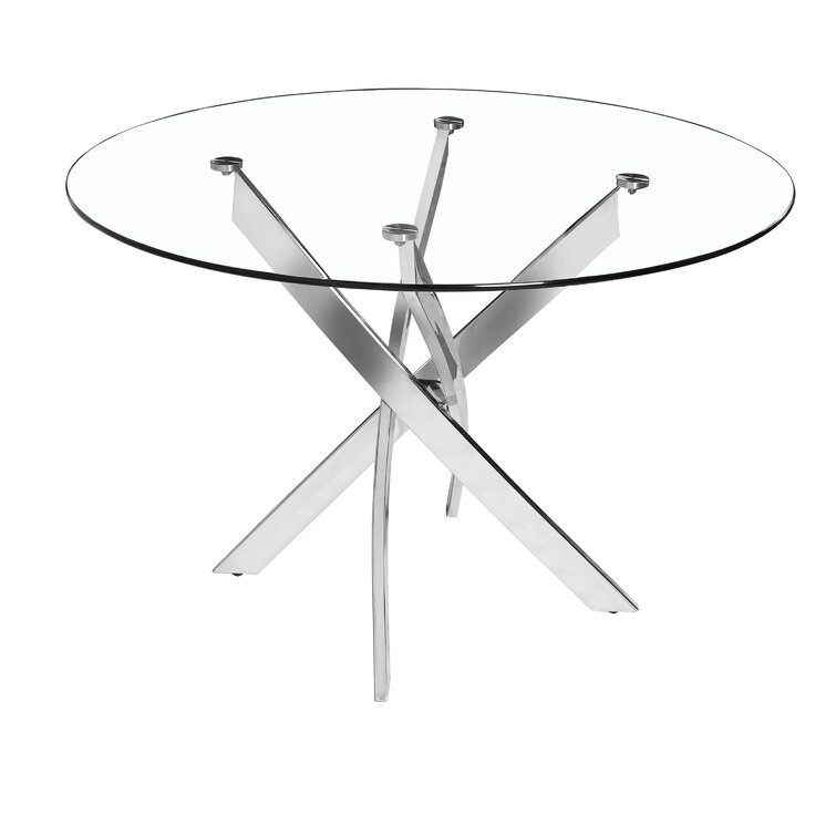 Mesa de comedor de vidrio temperado mesa de comedor de lujo ligera pequeña casa 4 personas mesa de comedor redonda silla image 6