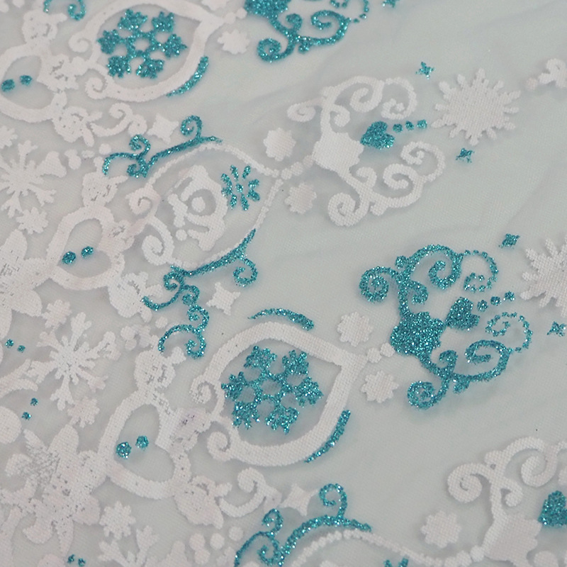 Fabricante de nueva impresión offset snowflake ropa de niños tela de malla suave tela de malla