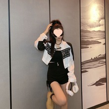 春秋短款机车外套女设计感小众美式复古棒球服辣妹风赛车夹克上衣
