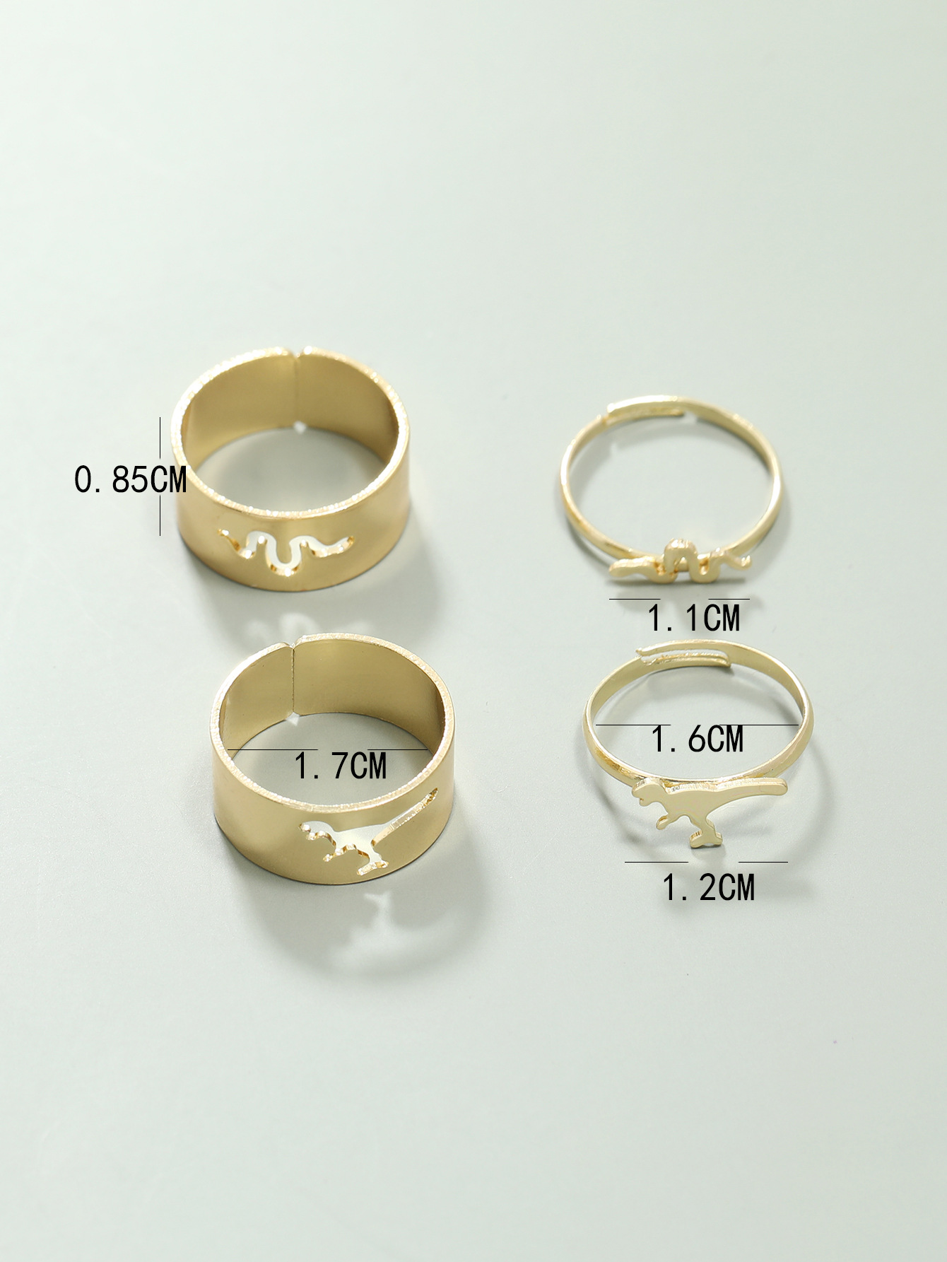 Wholesale Jewelry Creative Snake-shaped Dinosaur Alloy Combination Ring Nihaojewelry display picture 10