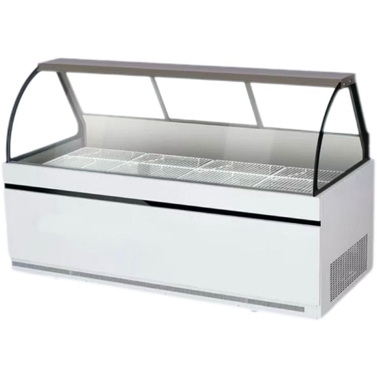 Gabinete de exhibición de alimentos cocinados supermercado fresco comercial salado carne fría salado congelador congelador de vidrio de barbacoa congelador