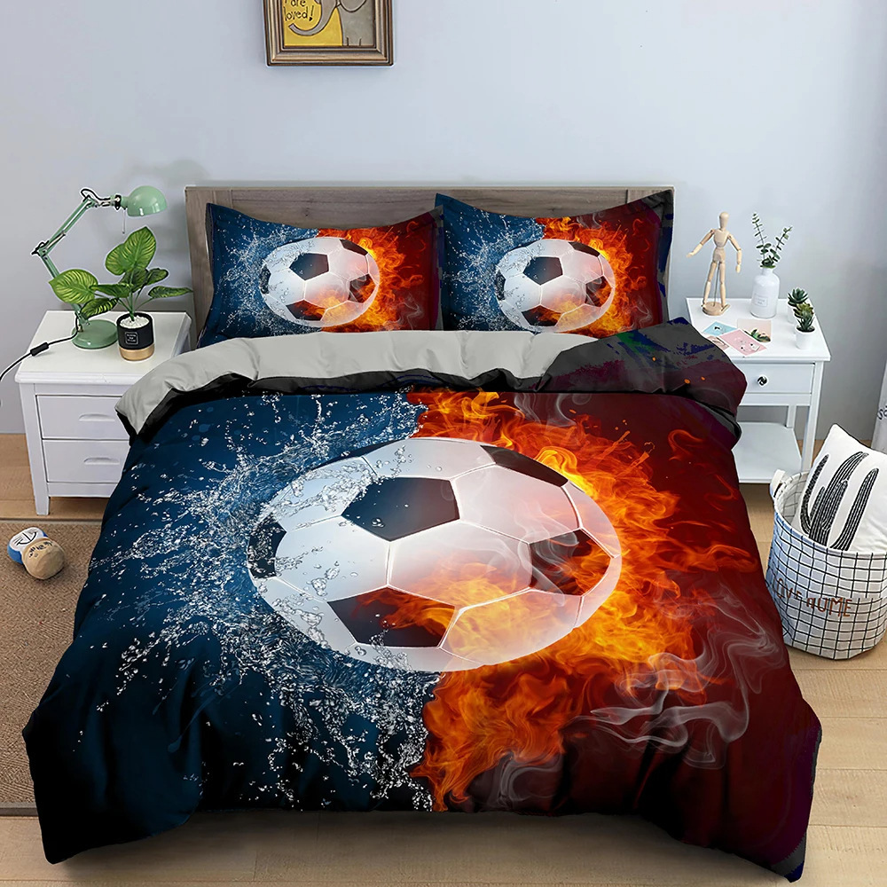 Cartoon Pattern Bedding Set - A Gift For Football Enthusiasts_voghion.com