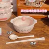[Spotted Kitten] Instant noodle bowl + lid + spoon + alloy chopsticks
