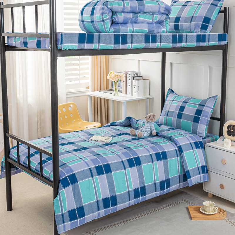 Estudiantes de tres piezas de dormitorio de estudiantes de algodón seis piezas de dormitorio de estudiantes de algodón cama al por mayor