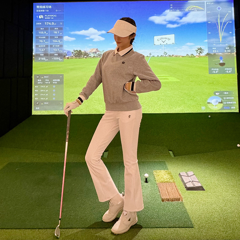 Tashi Golf Spring New Women's Golf Clothing Quick-Drying Stretch Polo Collar Long-Sleeved Sweatshirt Pants