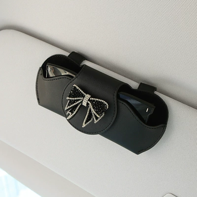 storage clip car supplies – Car Glasses Clip/Bill Clip - black-diamond-bow-black-glasses-case