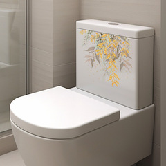 跨境新款金色葉子水彩畫風植物裝飾衛生間馬桶貼家居牆貼自粘貼畫