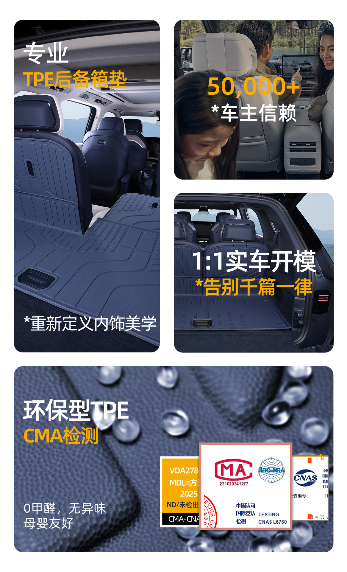 Suitable for ZEEKR 9x trunk mat, 25-26 model, specifically designed for ZEEKR six-seater TPE car trunk mat