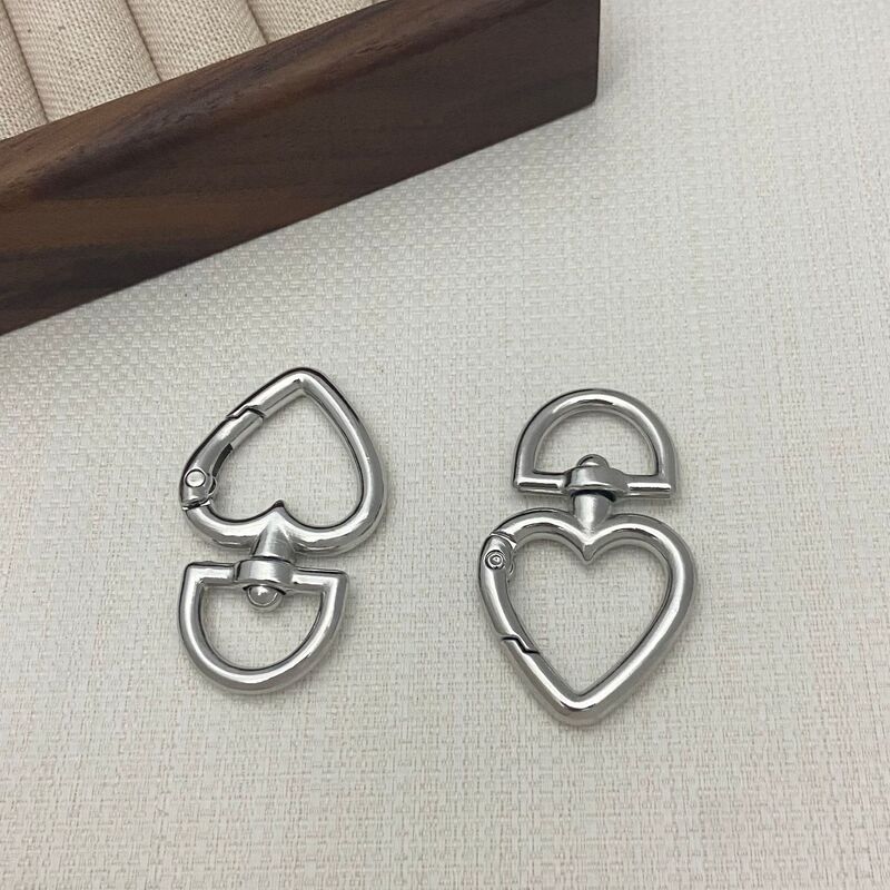 silver heart D-shaped spring rotating buckle love-shaped lobster chain key chain jewelry luggage diy connection ring accessories