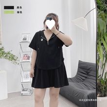 大码女装300斤休闲运动套装2025夏季胖宽松显瘦短袖短裤两件套