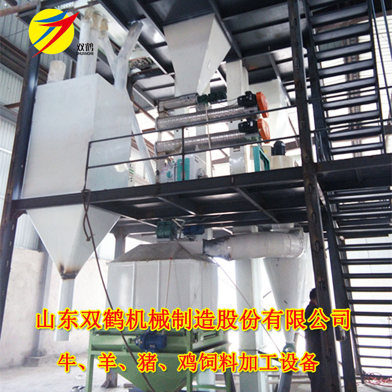 吉林3吨猪牛羊精补饲料颗粒线 全价配合饲料成套设备山东双鹤安装