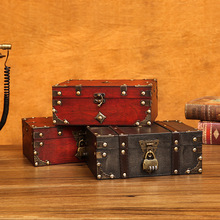 复古带锁首饰盒木质收纳盒密码藏宝箱密室逃脱道具箱子民国收藏盒