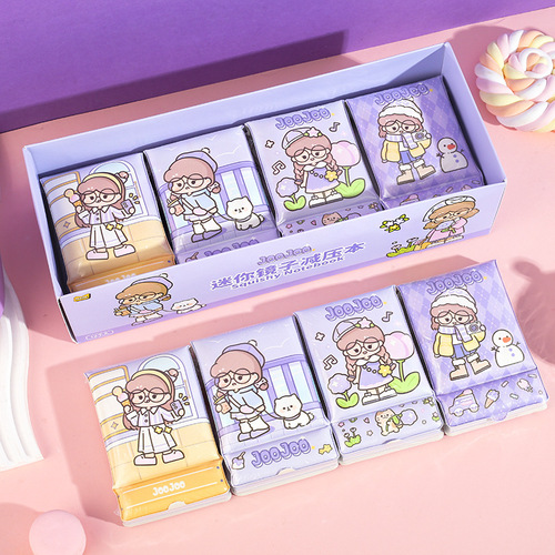 Mini Mirror Stress Relief Notebook, Mokko Series Cute Cartoon Girl Heart Creative Stress Relief and Venting Notebook with Mirror