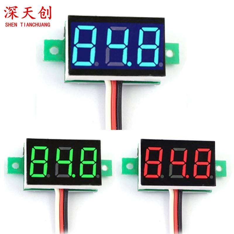 0,28-дюймовый ультра-Маленький цифровой вольтметр постоянного тока, цифровой дисплей, регулируемый трехпроводной DC0-100V вольтметр батареи