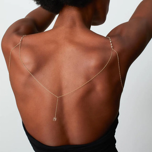 Amazon New Product Simple Tassel Back Chain European and American Fashion Bridal Wedding Rhinestone Shoulder Chain Accessories Body Chain