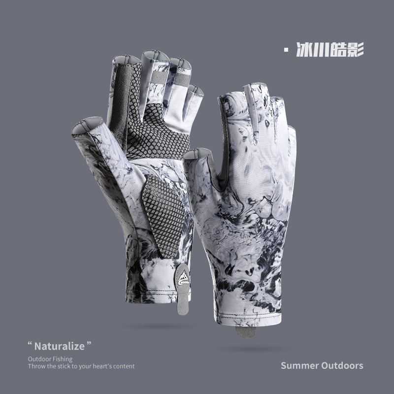 Verano hielo seda sol protección Luya guantes al aire libre fitness montar medio dedo antideslizante Tigre Boca engrosada deportes guantes de pesca