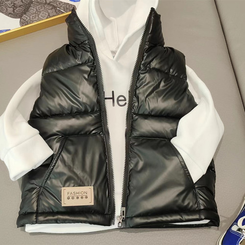 Children's Clothing  New Children's Down Cotton Vest Stand Collar Vest Baby External Wear Cotton Vest Thick Protection Washable Waistcoat