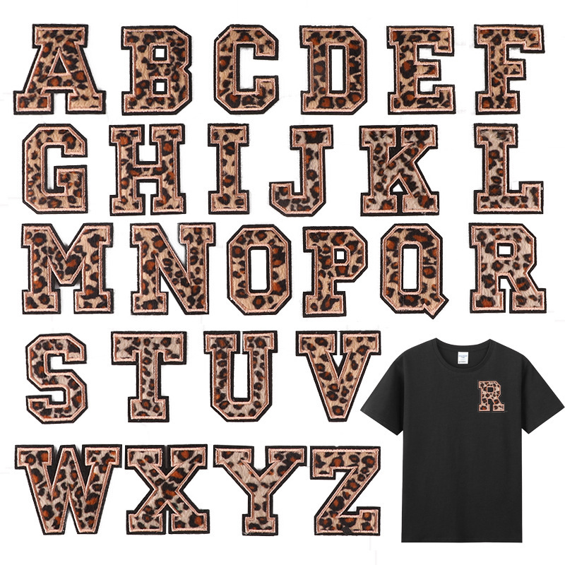 Duo Cool Computer Embroidery Label Leopard Print English Letter Cloth Label Coat Hat Hand Account DIY Patch Accessories Embroidery Paste Cloth Paste Duo Cool Computer Embroidery Label Leopard Print English Letter Cloth Label Coat Hat Hand Account DIY Patch Accessories Embroidery Paste Cloth Paste
