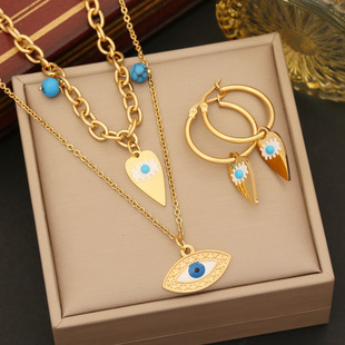 Turquoise accessory, jewelry stainless steel, European style