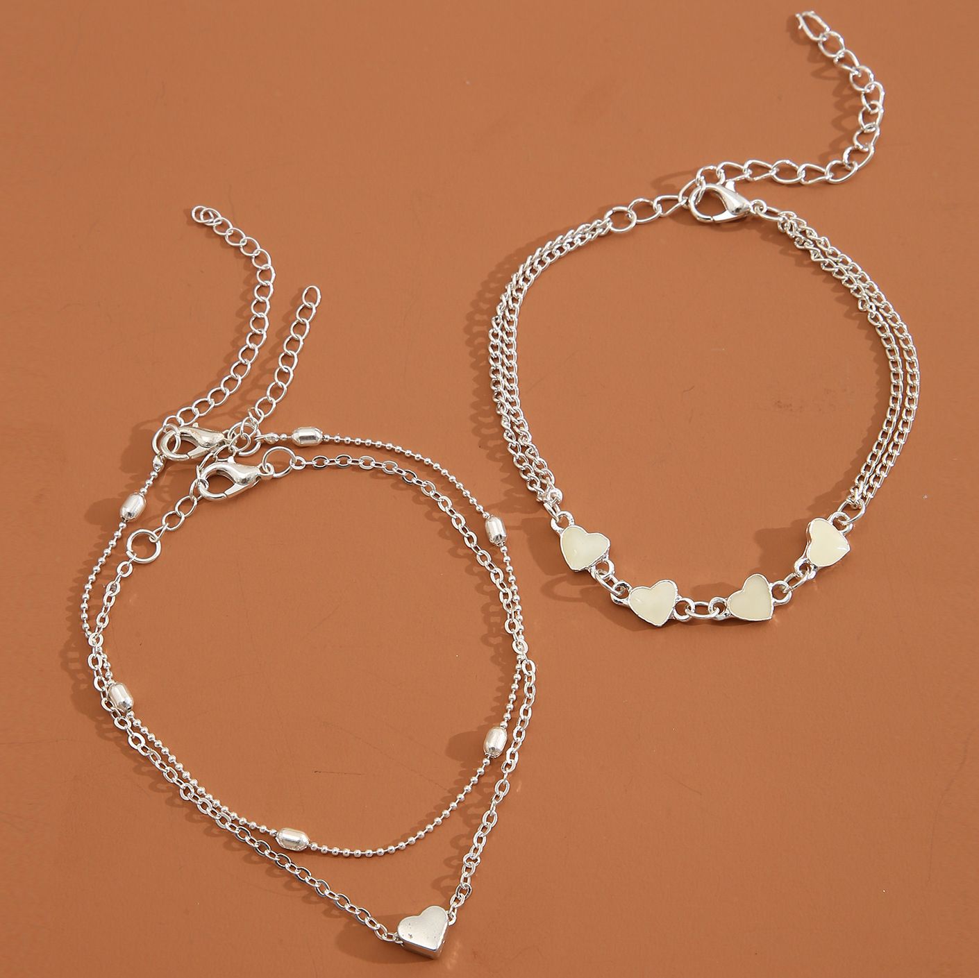 Tobillera de corazón para mujer joya retro sencilla y elegante_voghion.com