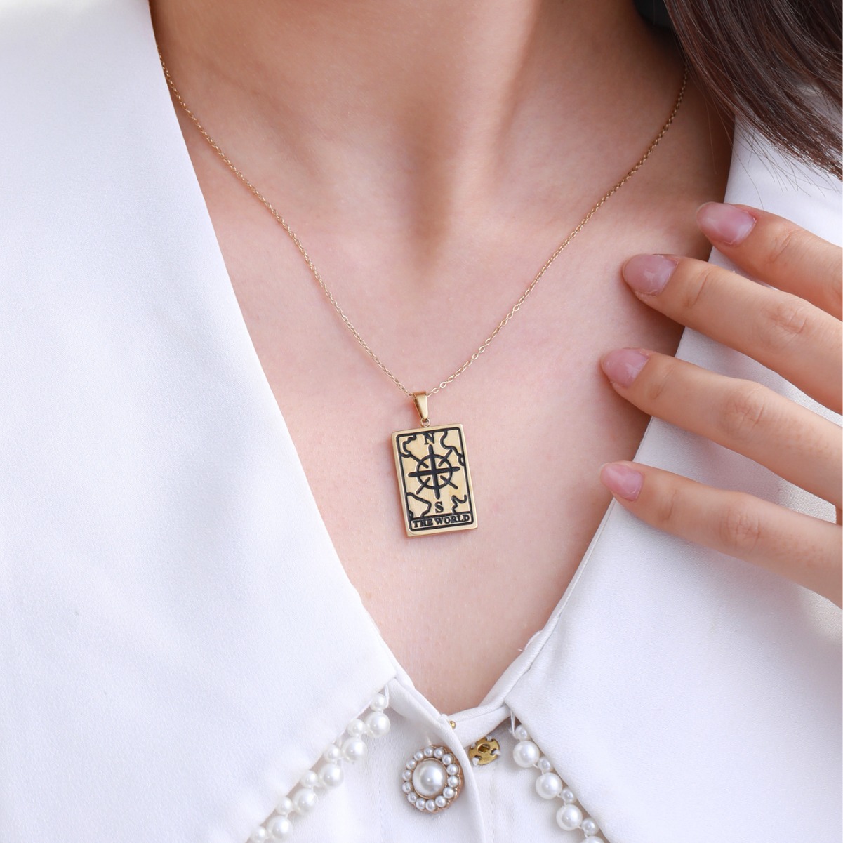 Xuping joyería Amazon transfronteriza colgante de tarot nicho de diseño femenino collar de acero de titanio al por mayor